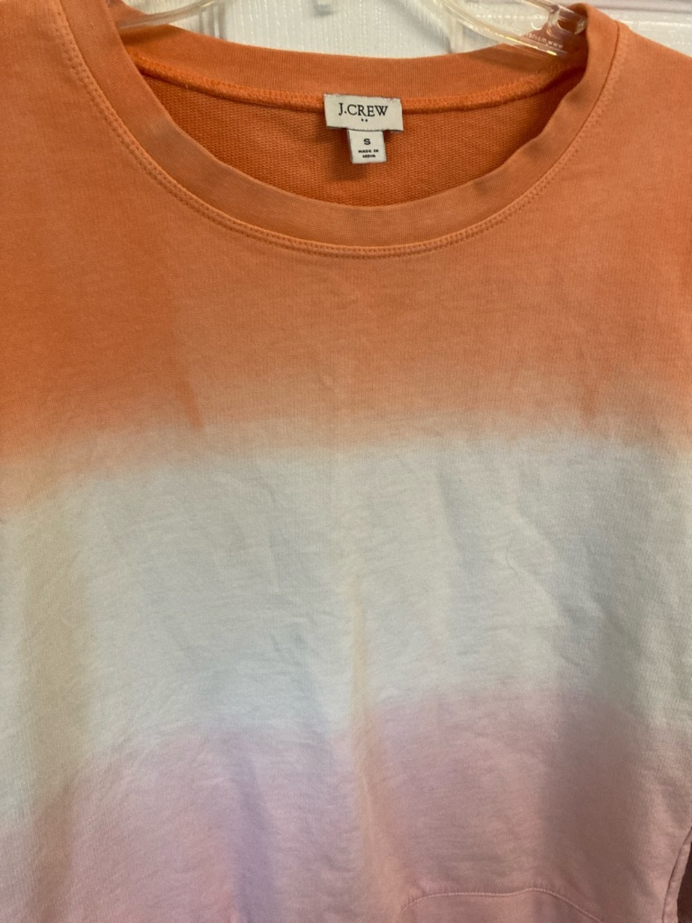 J. Crew Ombre Crewneck in Coral, White, Light Pink - Picture 3 of 7